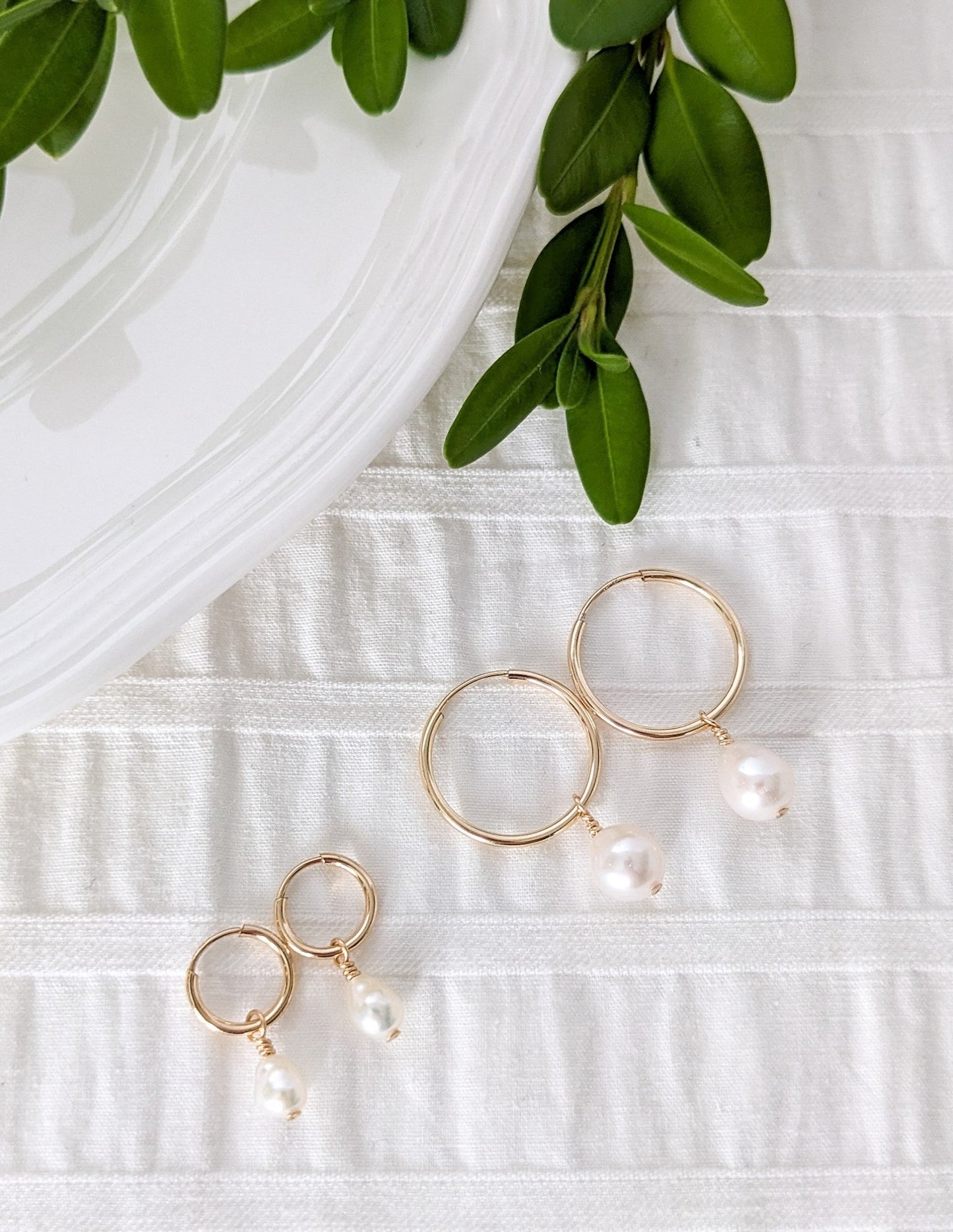 Anneaux d'oreilles pour femmes, anneaux d'oreilles pour enfants, gold filled 14k, pendentif perle d'eau douce
