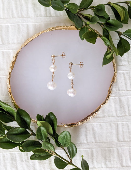 Boucle d'oreilles gold filled 14k, perles d'eau douce baroque, femmes, apparat atelier