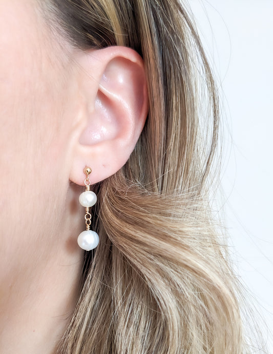 Boucle d'oreilles gold filled 14k, perles d'eau douce baroque, femmes, apparat atelier