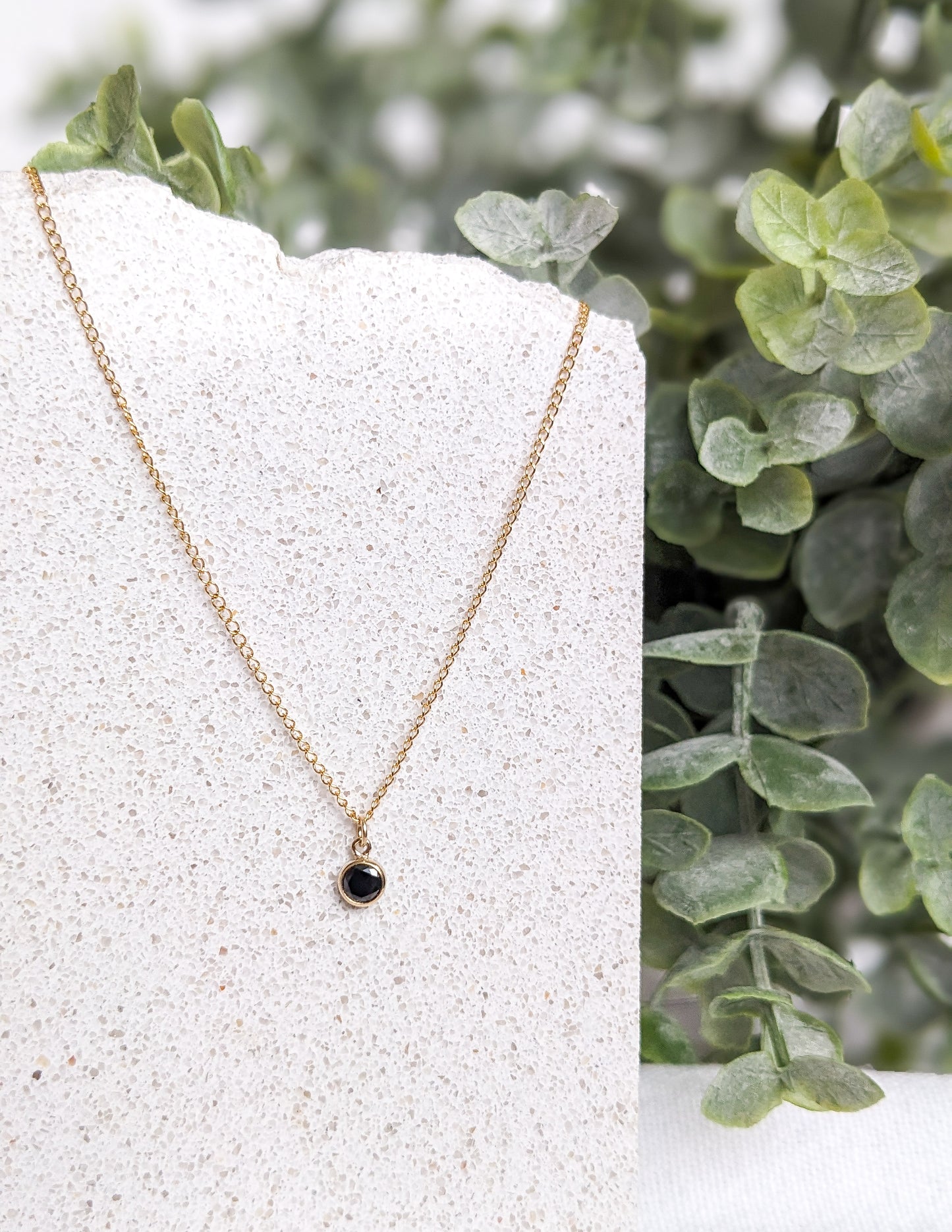 Collier zircon noir, gold filled 14k, femmes, Apparat Atelier