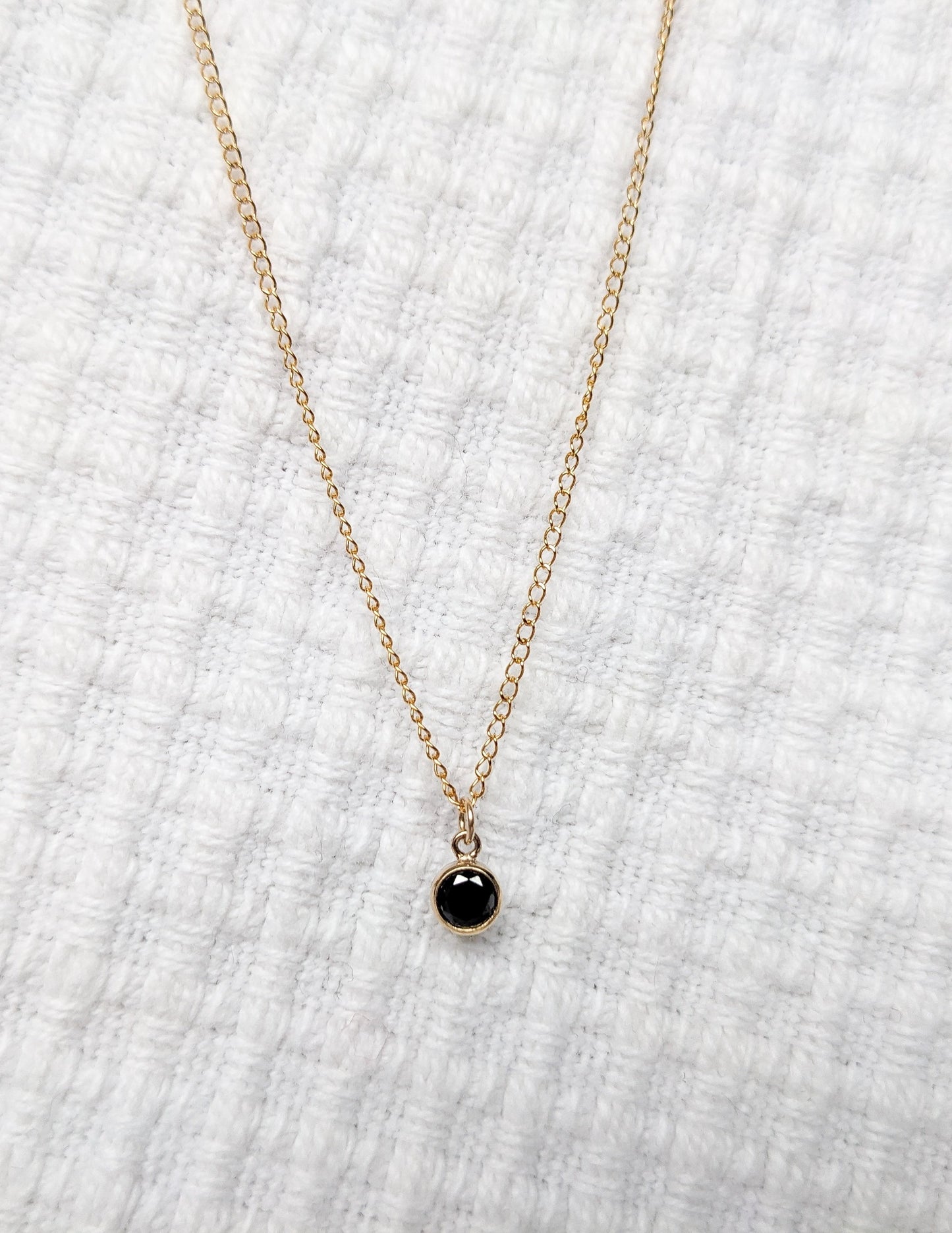 Collier zircon noir, gold filled 14k, femmes, Apparat Atelier