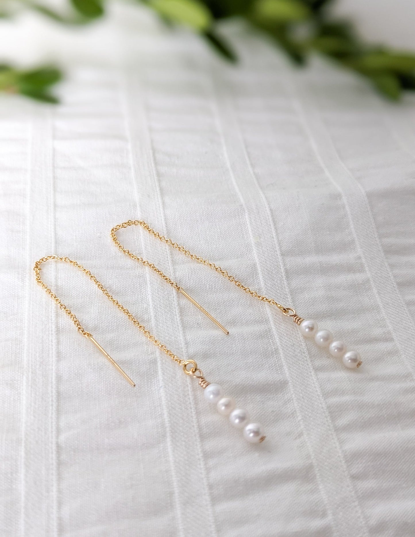 Boucle d'oreilles enfilleur, gold filled, perles d'eau douce