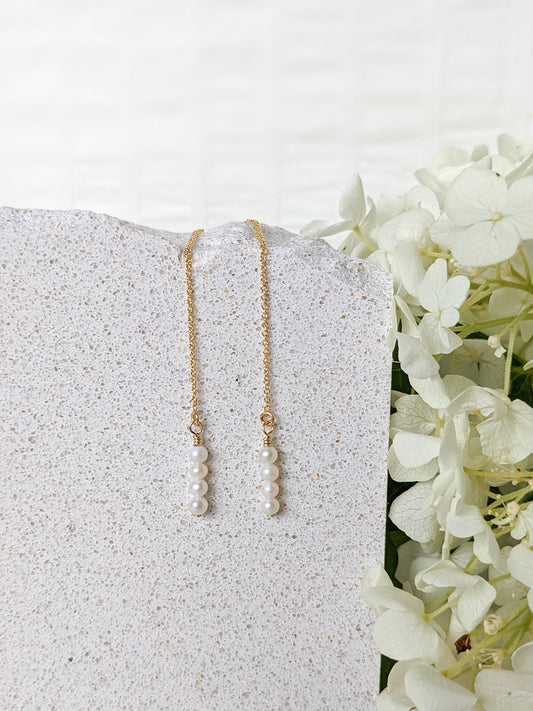 Boucle d'oreilles enfilleur, gold filled, perles d'eau douce