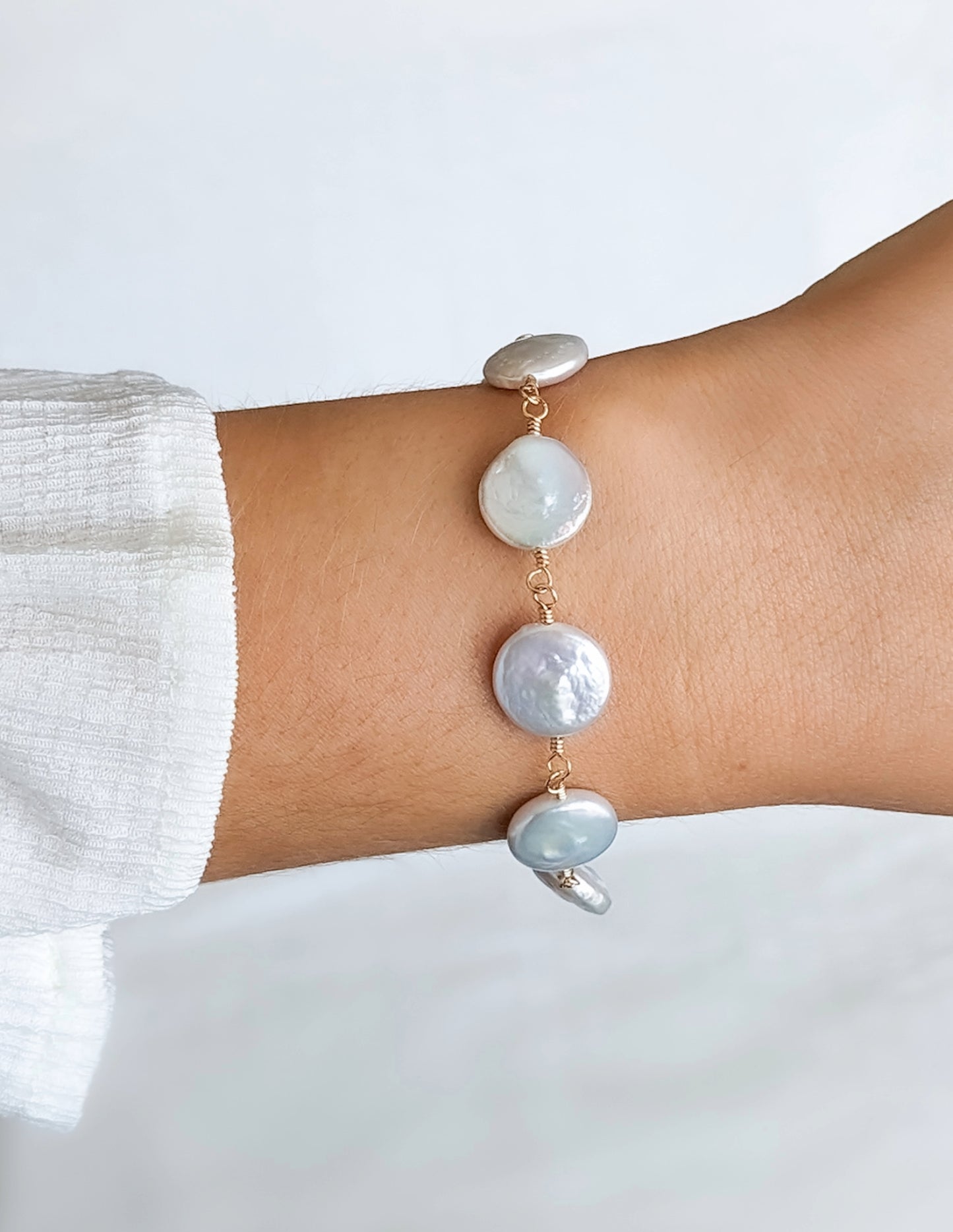 Bracelet pour femmes, perles d'eau douce iridescentes