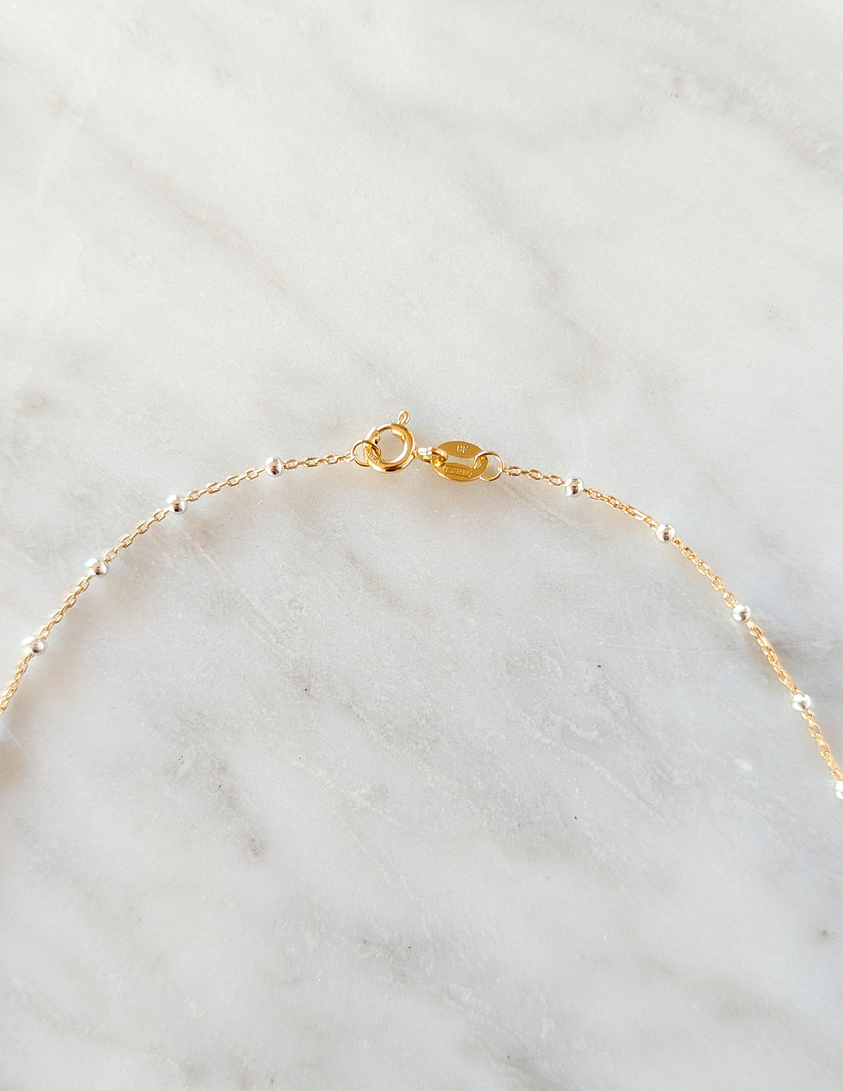 Fermoir du Collier Duo bicolore en gold filled 14k et argent sterling 925