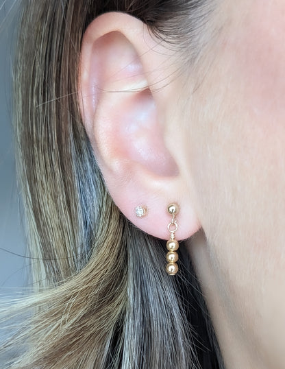 Boucles d'oreilles stud pour femmes et enfants, gold filled 14k